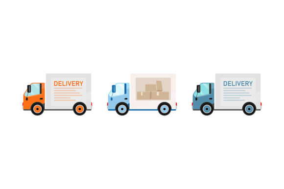 Accelerating Visual Communication: The Strategic Role of Delivery Trucks Flat Color Objects Set in Modern Logistics Branding