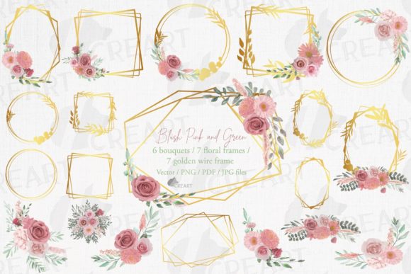 Blush and Gold Bridal Frames for Elegant Wedding Art