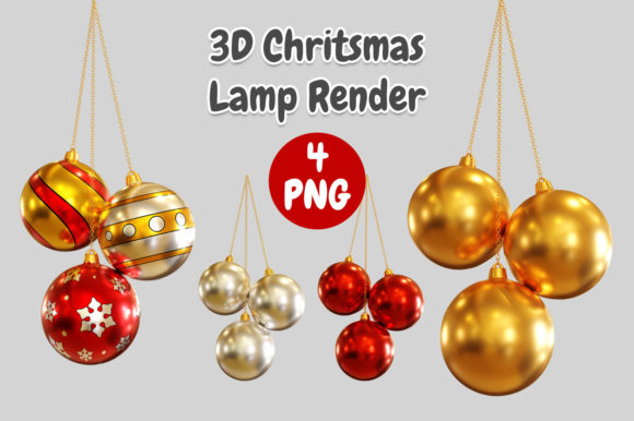 Elevate Festive Designs with Hanging Lamp Christmass 3d Render