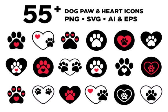 Elevate Your Creative Projects with the Dog Paws Hearts Clip Art Set