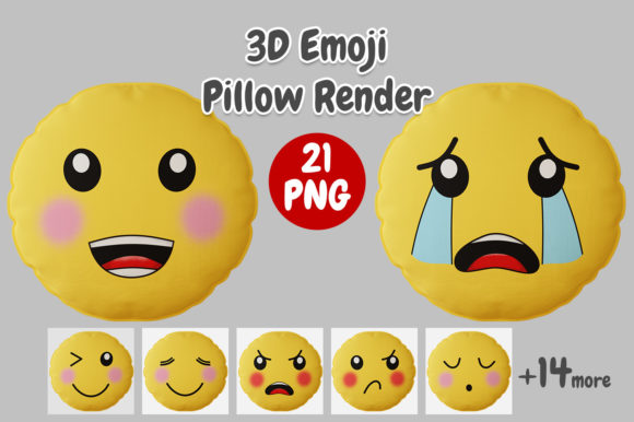Elevate Your Digital Designs with High-Resolution Pillow Emoticon Round 3D Renders