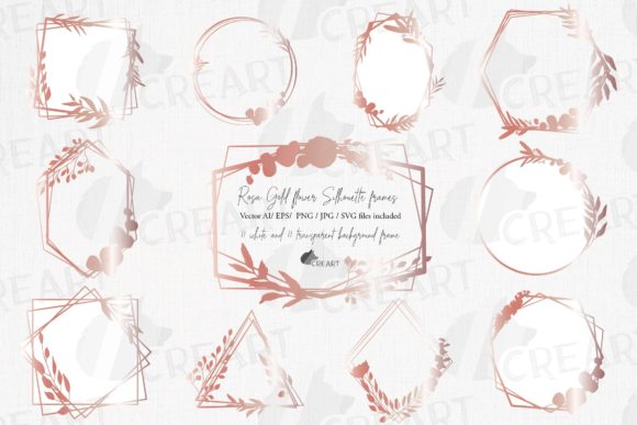 Elevating Designs with Rose Gold Geo Floral Silhouette Frames