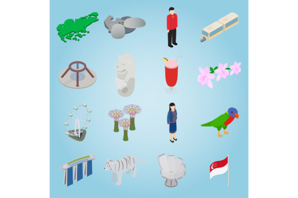 Elevating Digital Design with Singapore Set Icons in Isometric 3D Style