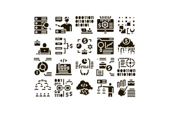 Elevating Digital Narratives: The Strategic Power of the Data Scientist Worker Glyph Set Vector