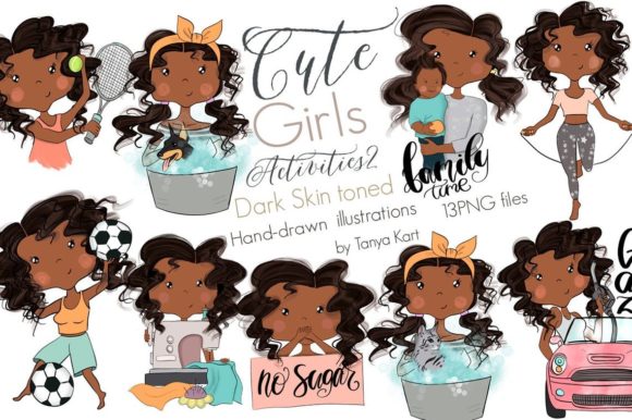 Empowering Creativity: A Guide to Using African American Girl Activity Illustrations in Modern Design