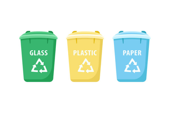 Evaluating Large Recycling Bins Flat Color Objects for Design Projects