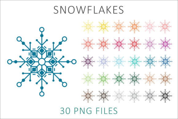 Evaluating Snowflakes Clip Art PNG - 10 for Winter Design Projects