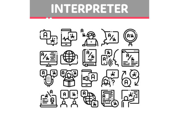 Integrating the Interpreter Translator Collection Icons Set Vector into Professional Communication Workflows