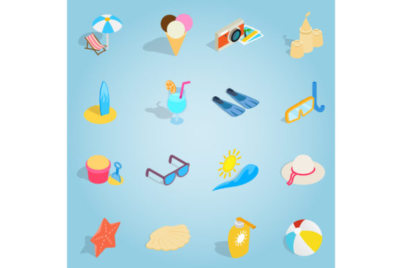 Mastering Visual Depth with Isometric 3D Beach Set Icons