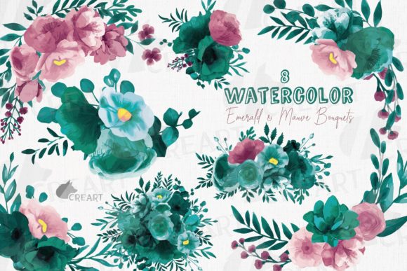 Mastering Wedding Aesthetics with Emerald Mauve Pink Flower Bouquets Art