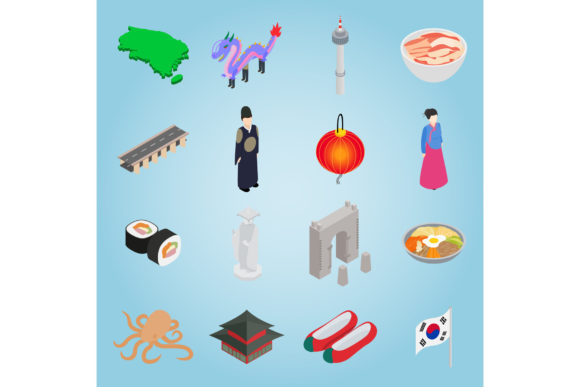 South Korea Set Icons for Modern UI Design