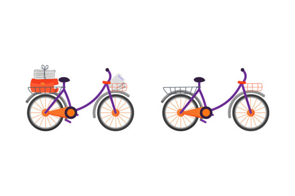 Streamlining Visual Communication with Courier Bicycle Flat Color Vector Sets