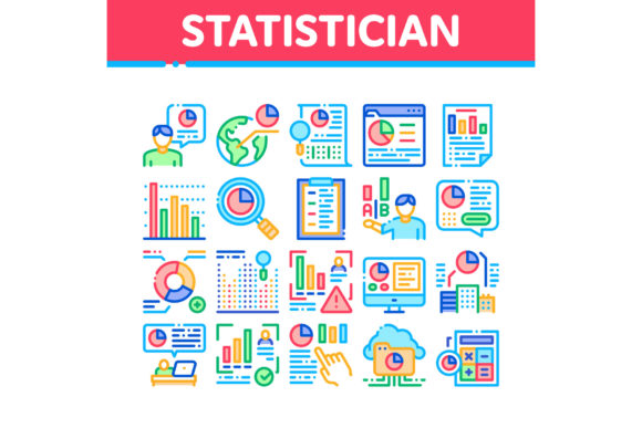 Unlocking Data Stories with the Statistician Assistant Collection Icons Set Vector
